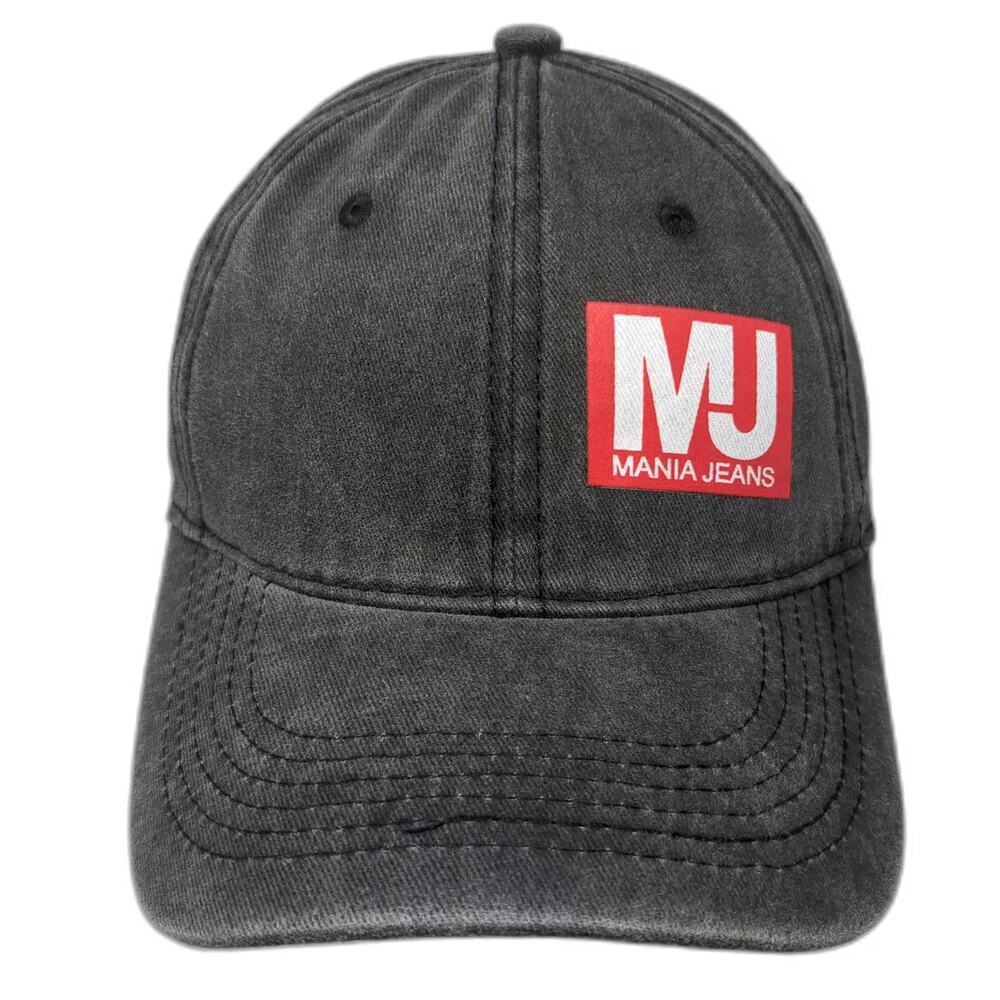 Lucky 7 Mania Jeans Baseball Cap Gray OSFM Washed Slideback MJ Logo Patch Hat